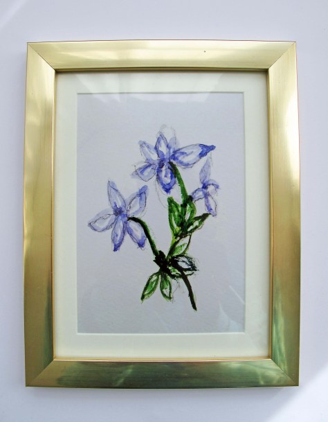D's watercolour painting of periwinkle flowers