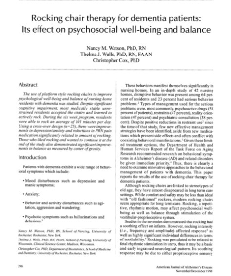 Rocking therapy study - cover page